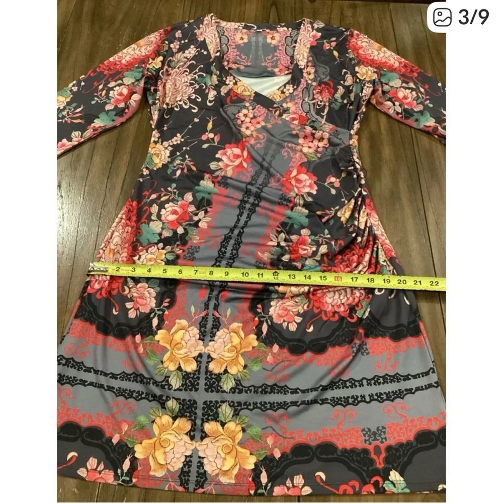 Johnny Was Floral faux Wrap Midi Dress - Picture 4 of 10